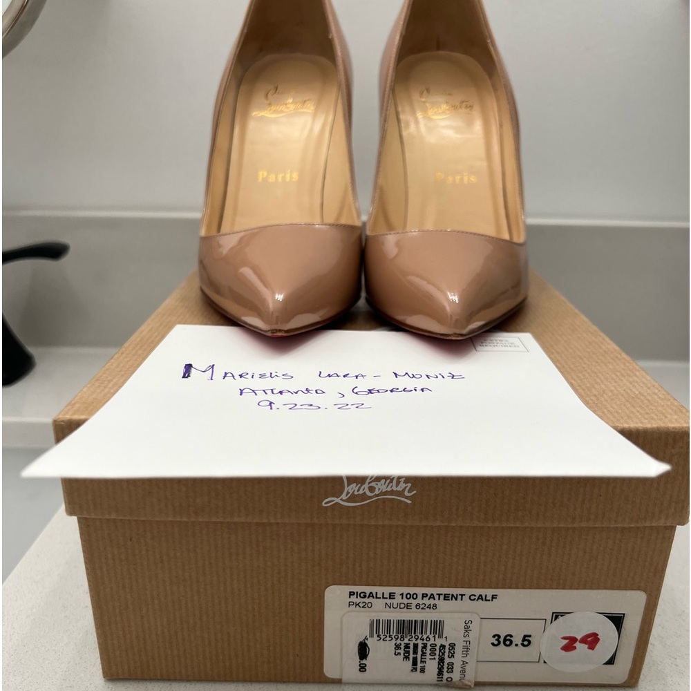 Authentic Christian Louboutin - Pigalle 100 - nude patent leather
